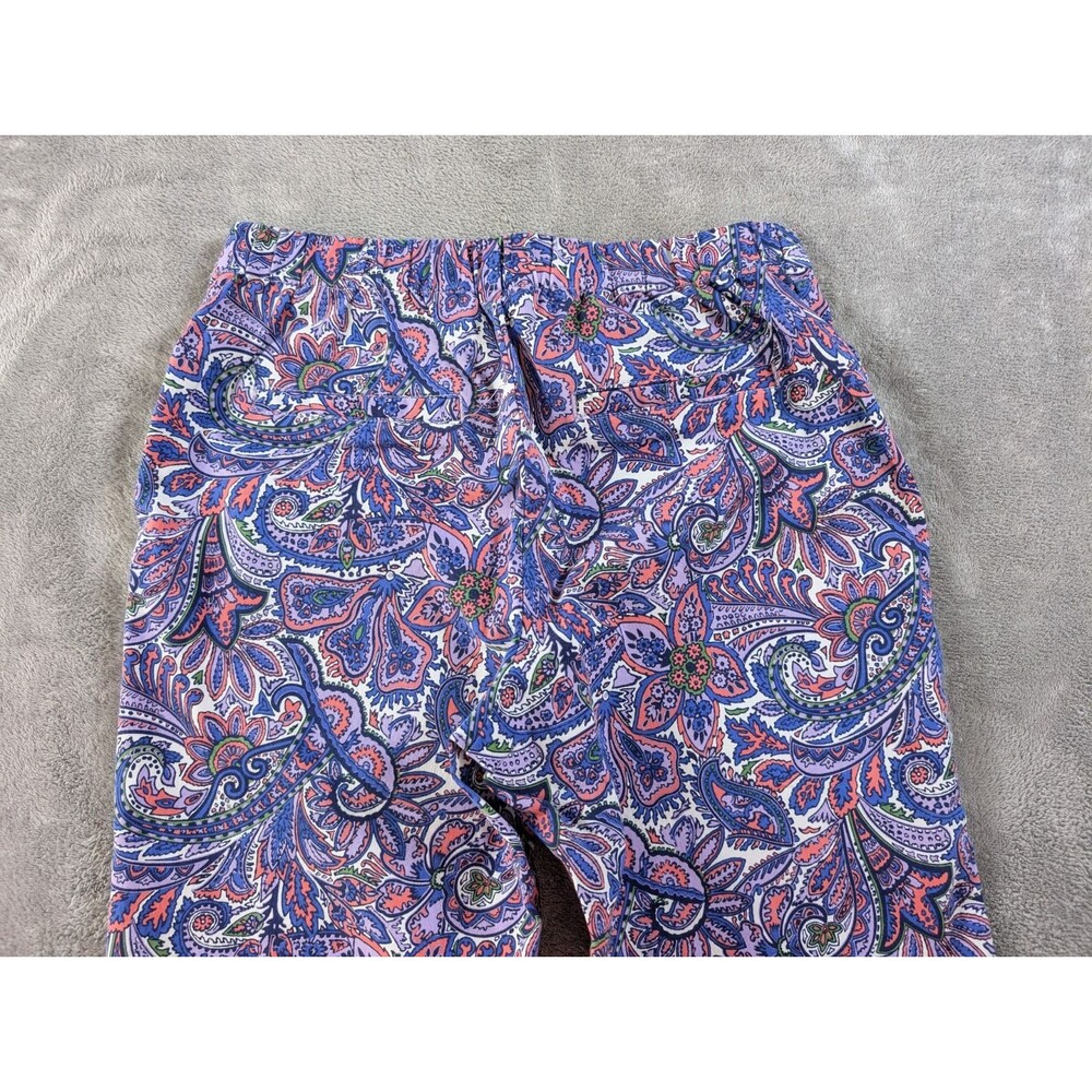 Isaac Mizrahi Live Pants Womens 8P Purple Paisley Crop Pull On Stretch Capri - Picture 4 of 10